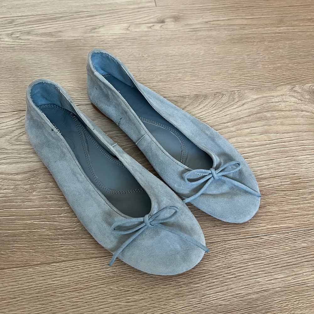 Zara Light Blue Suede Flats